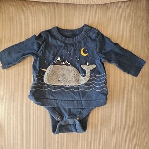 GAP Dark Blue Whale Graphic Bodysuit